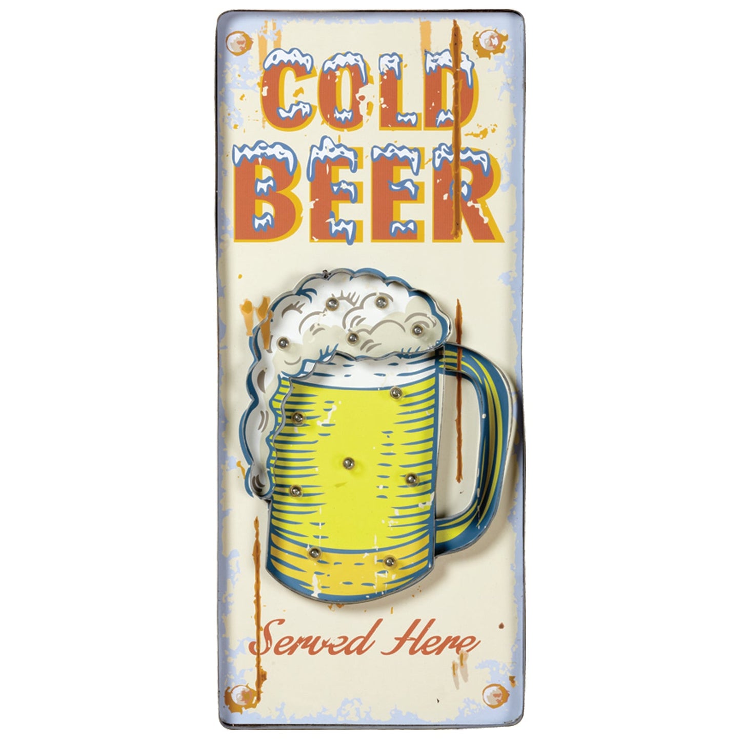 METAL SIGN-COLD BEER (WHITE)-Game Table Genie