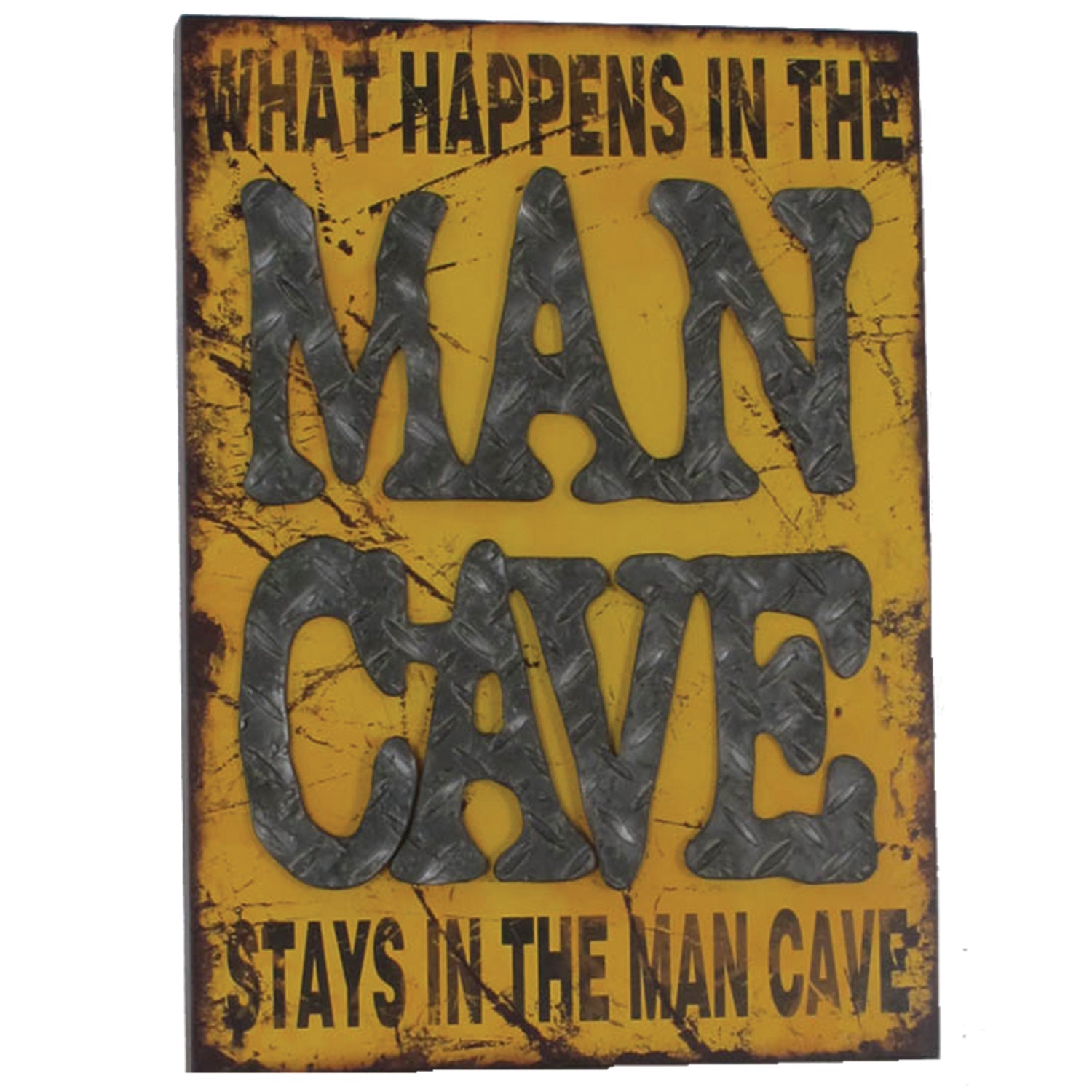 METAL SIGN-WHAT HAPPENS IN THE MAN CAVE-Game Table Genie