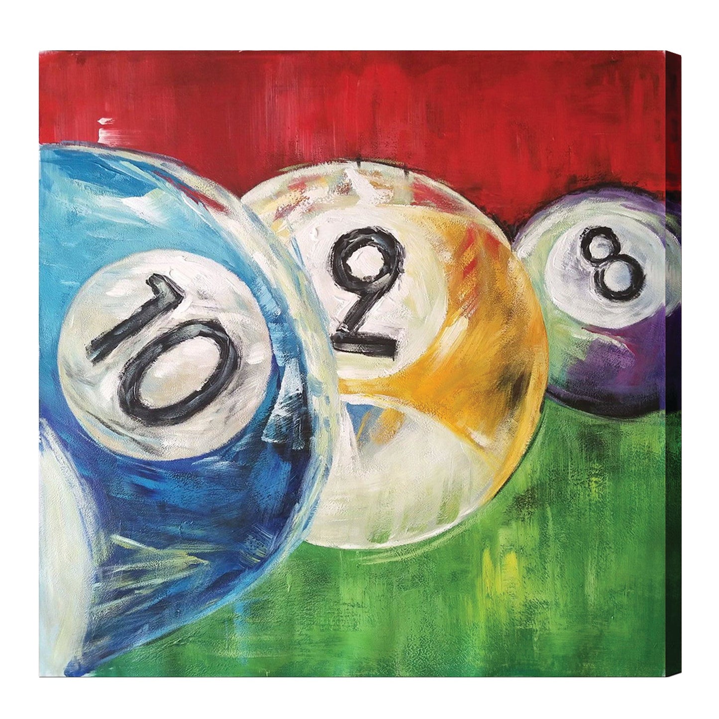 OIL PAINTING ON CANVAS - 2, 8, & 10 BALLS IN A ROW-Game Table Genie