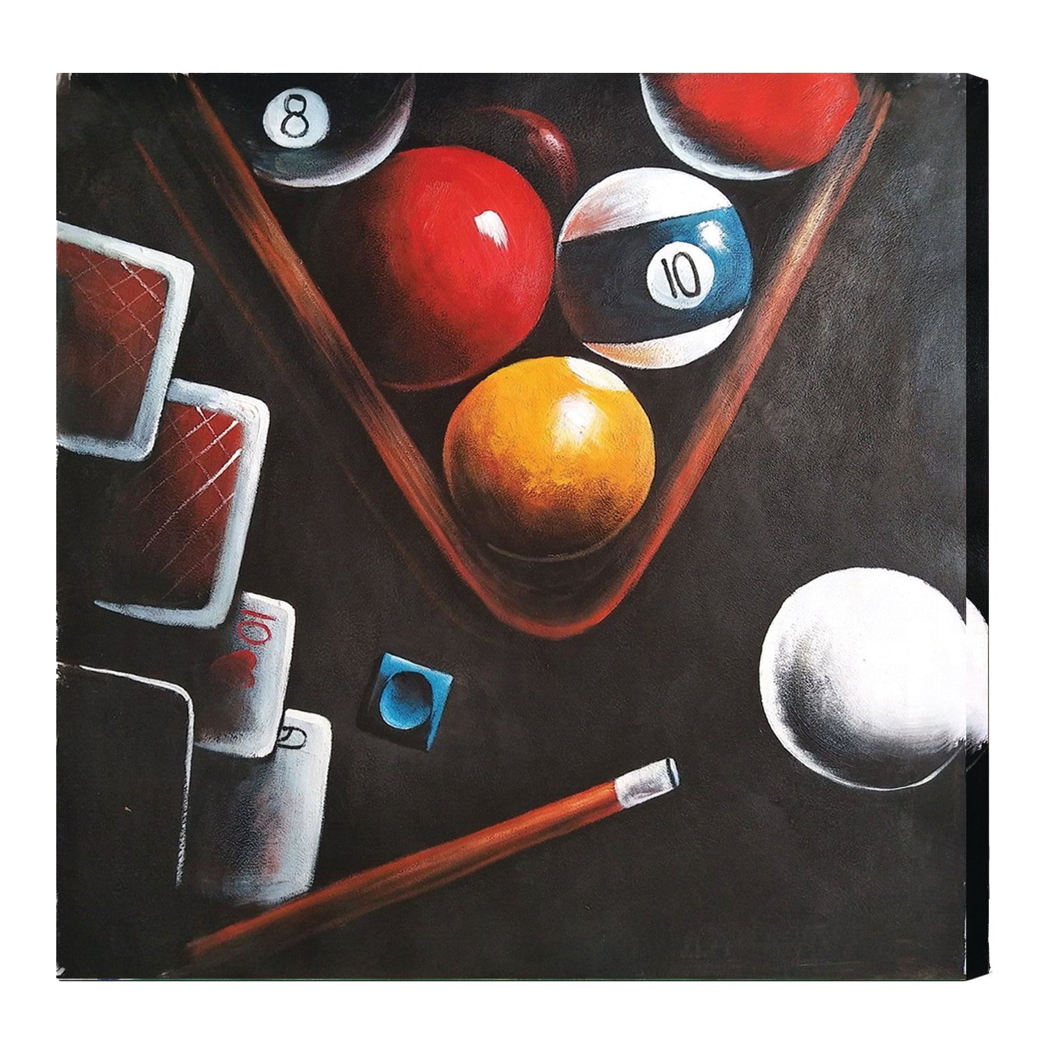 OIL PAINTING ON CANVAS - BALLS IN RACK/CUE-Game Table Genie