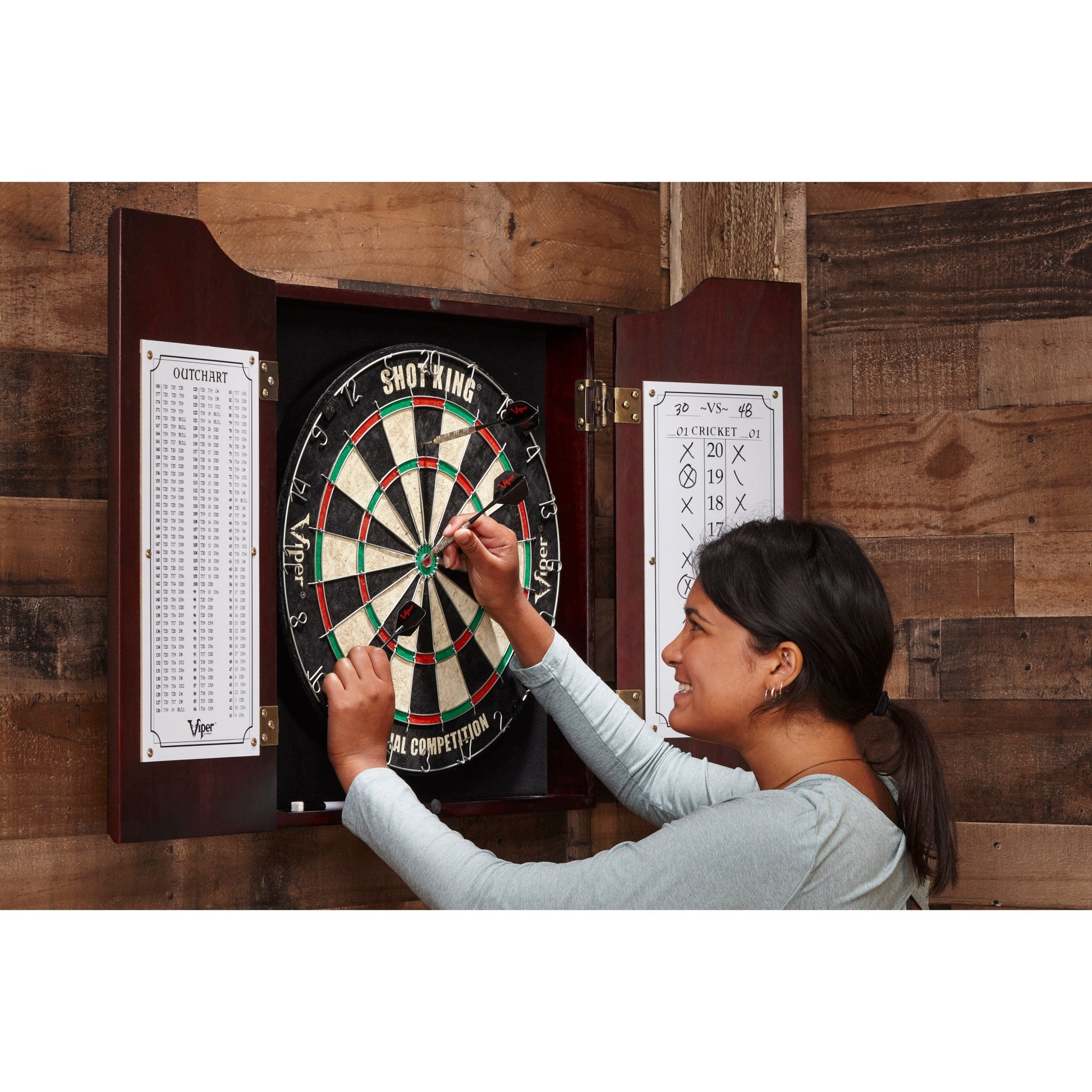 Viper Hudson All-In-One Dart Center Mahogany-Game Table Genie